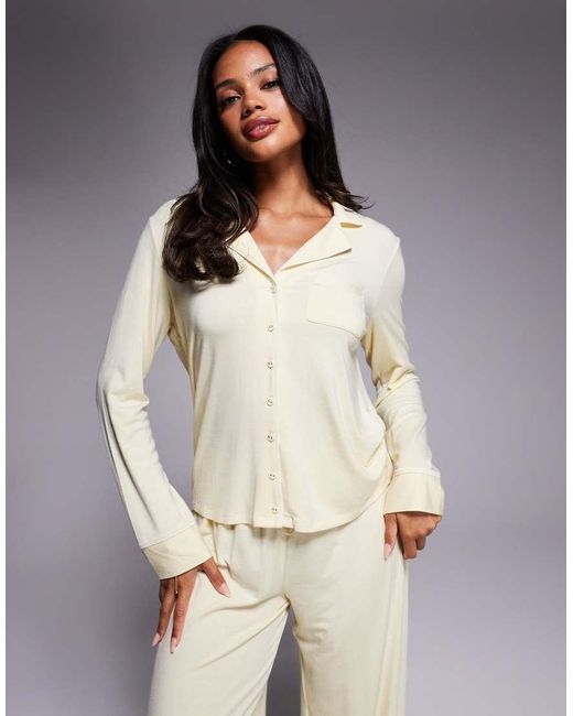 Oh Polly Natural Long Sleeve Pyjama Shirt Co-ord