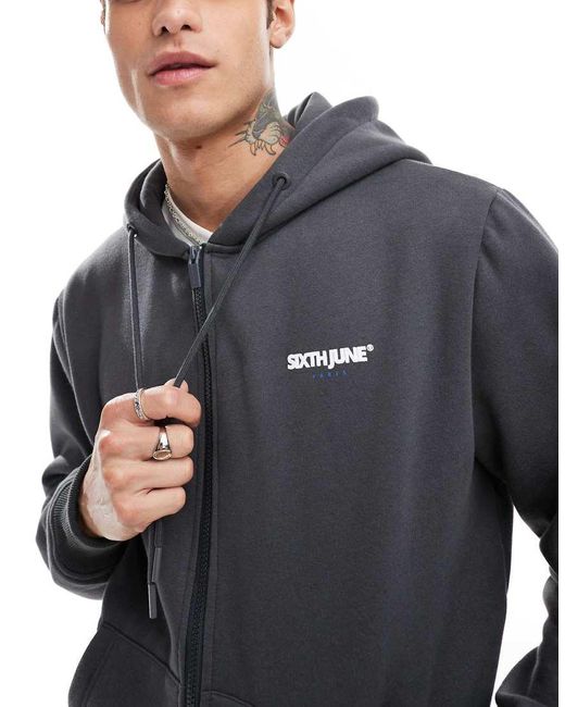 Sixth June Hoodie Met Print En Rits in het Blue voor heren