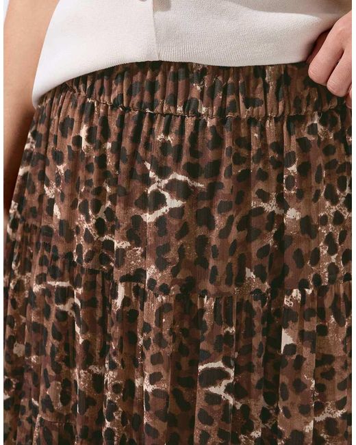 Yours Clothing Brown Leopard Print Maxi Skirt