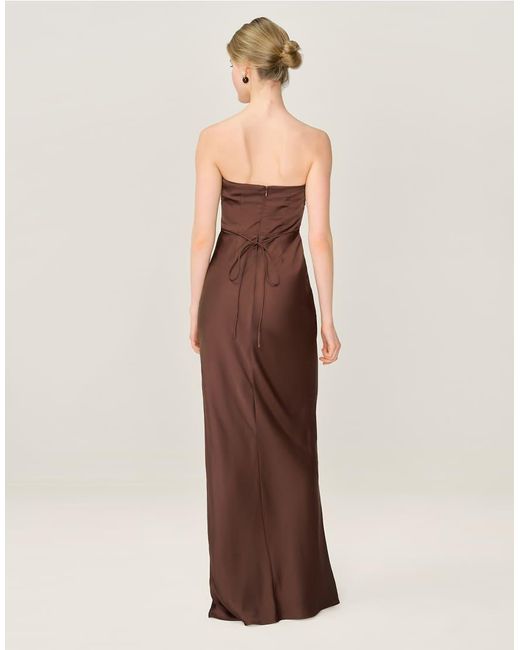 OMNES Brown Dresses Amdra Strapless Satin Maxi Dress