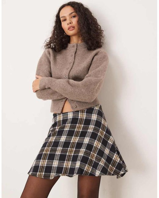 Minigonna Morbida Nera A Quadri di ASOS in Natural