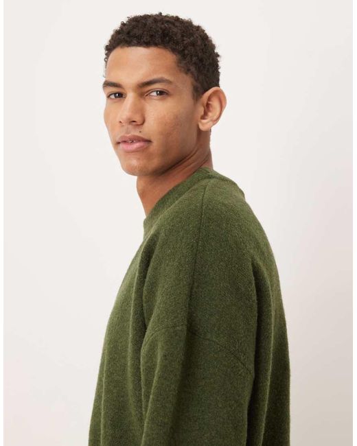 ASOS Green Oversized Brushed Knitted Crew Neck Jumper for men