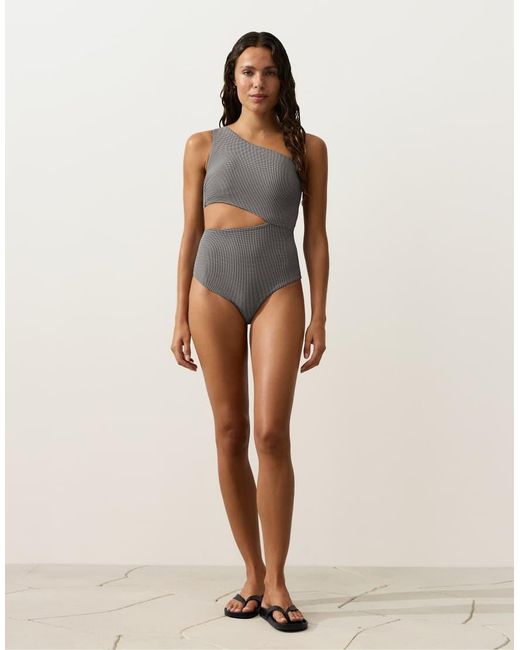 Oysho Black Mini Gingham Asymmetric Trikini