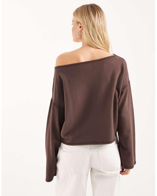 Hollister Brown Slouchy Off Shoulder Top