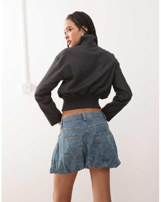 Collusion Blue Denim Low Rise Mini Skirt