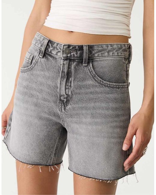 Stradivarius Natural Denim Bermuda Shorts