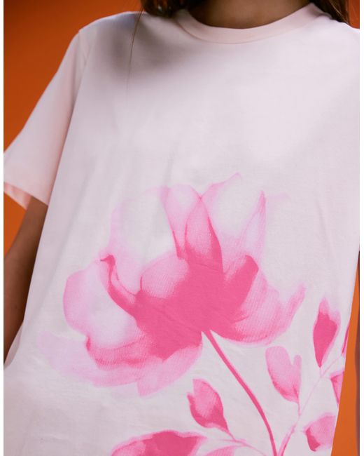 ASOS Pink Oversized T-Shirt With Rose Graphic
