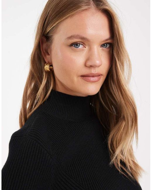 ASOS Black Knitted Fine Gauge Mini Dress With Rib Detail