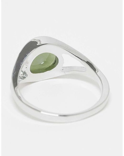 ASOS Zegelring Met Imitatie Jade-Steentje in het Green voor heren