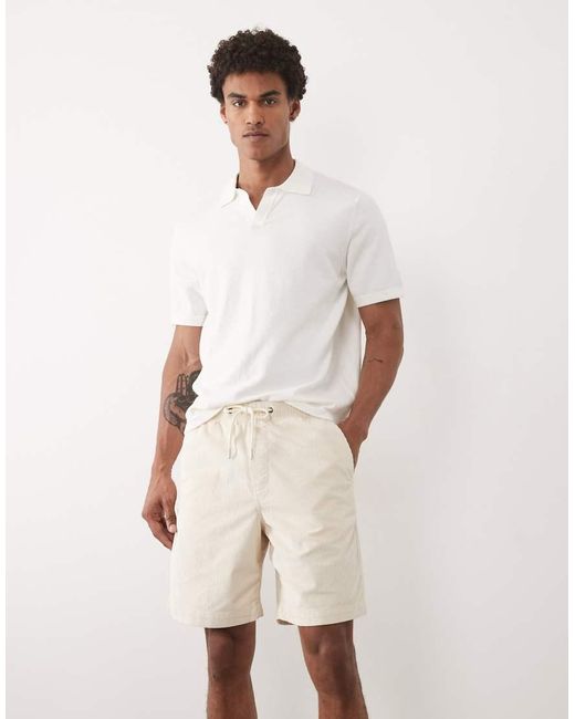 SELECTED Natural Corduroy Drawstring Shorts for men