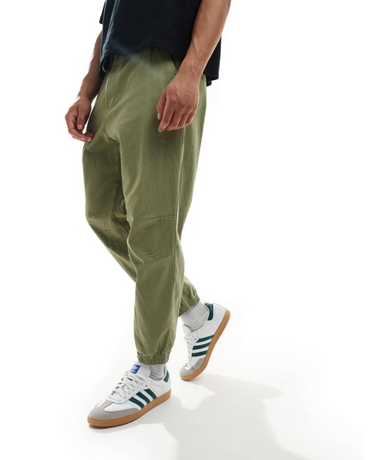 Pull&Bear Green Cuffed Baggy Trousers for men