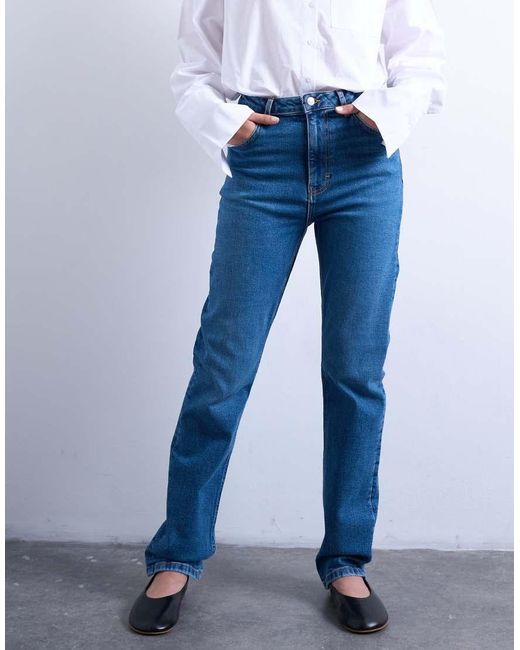 TOPSHOP Blue Dree High Rise Slim Straight Leg Jeans