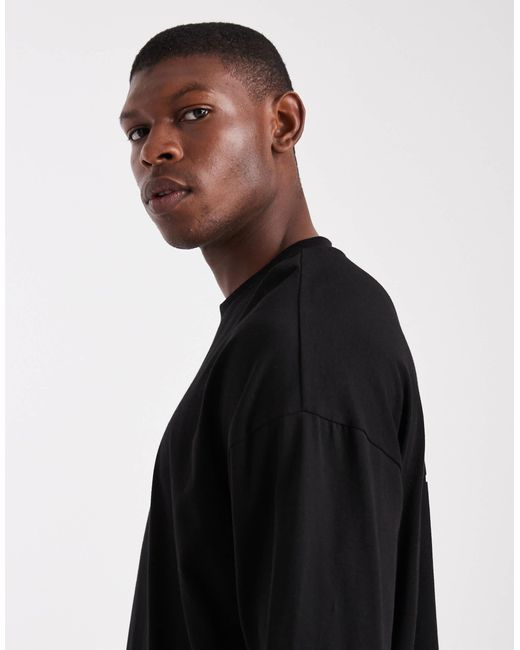 ASOS Black Oversized Long Sleeve T-shirt With Back Print for men
