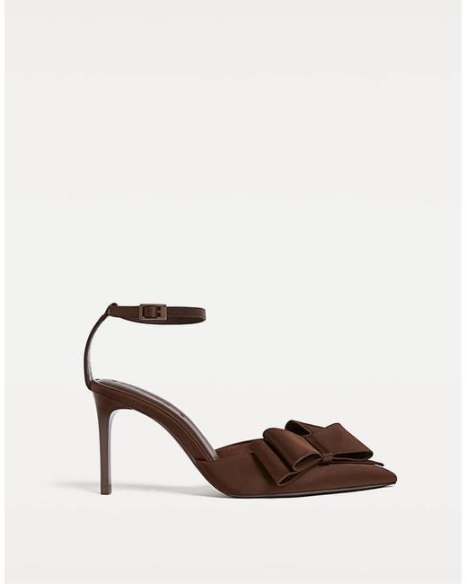 Stradivarius Brown High-heel Shoes With Bow