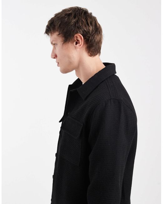 Threadbare Black Pocket Front Shacket for men