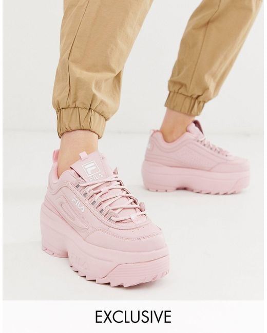 Fila Pink Disruptor Ii Platform Wedge Trainers