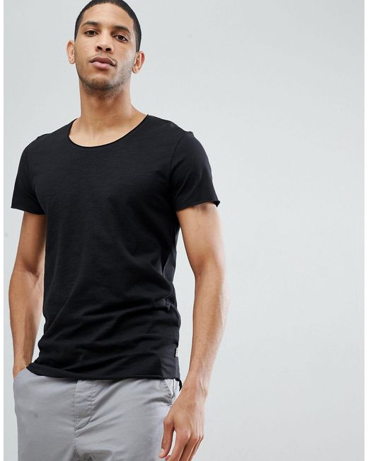 Jack & Jones Essentials Scoop Neck Longline T-shirt in Black for Men | Lyst