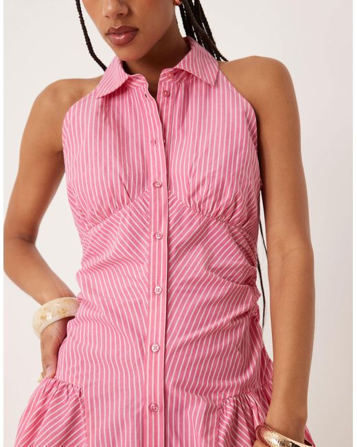 ASOS Pink Sleeveless Shirt Mini Dress