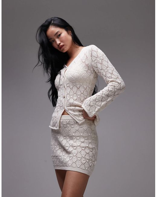 TOPSHOP Gray Knitted Stitchy Mini Skirt Co-ord