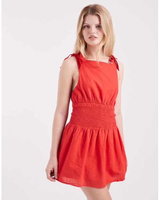 Cotton On Red Lola Tie Shoulder Mini Dress