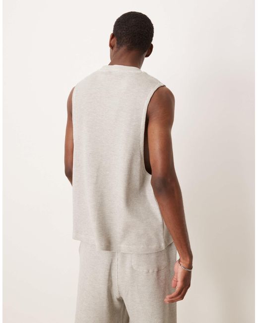 ASOS Natural Heavyweight Co-ord Boxy Relaxed Tank With Chest Embroidery for men