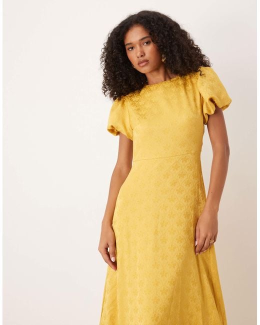 Sister Jane Yellow Puff Sleeve Bubble Hem Maxi Dress