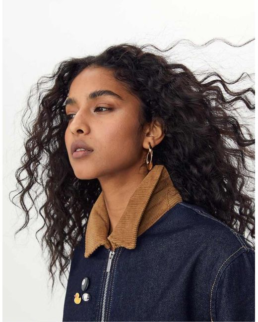 Stradivarius Blue Contrast Denim Jacket
