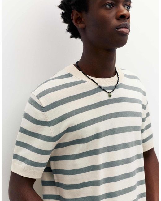 Pull&Bear – kurzärmliger pullover in White für Herren