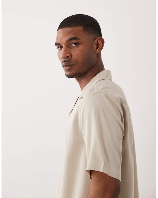 Only & Sons Natural Revere Collar Relaxed Shirt for men