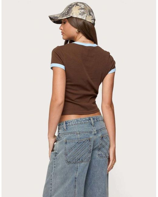 Edikted Brown Zeke Contrast T Shirt
