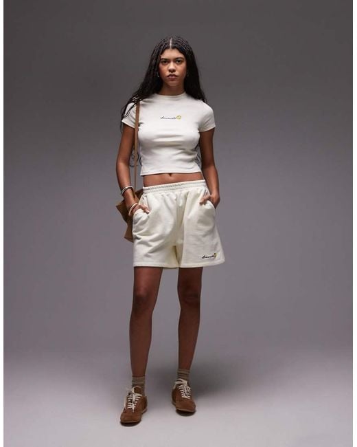 TOPSHOP Gray Embroidered Limonata jogger Shorts
