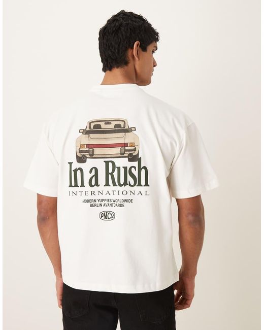 Prohibited White Racing Back Print Graphic T-shirt for men