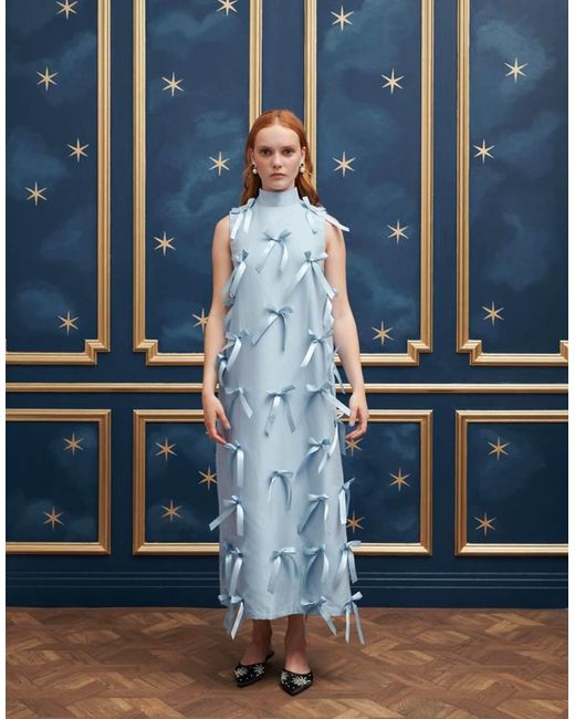 Sister Jane Bow Embellished Midaxi Dress in Blue | Lyst UK