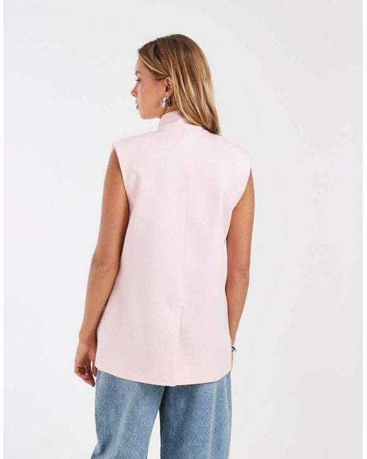ASOS White Wrap Front Sleeveless Blazer