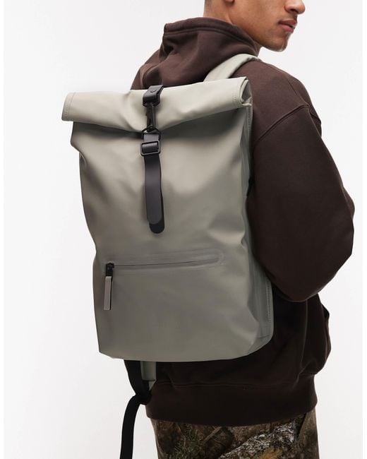 Rains Gray Rolltop Rucksack for men