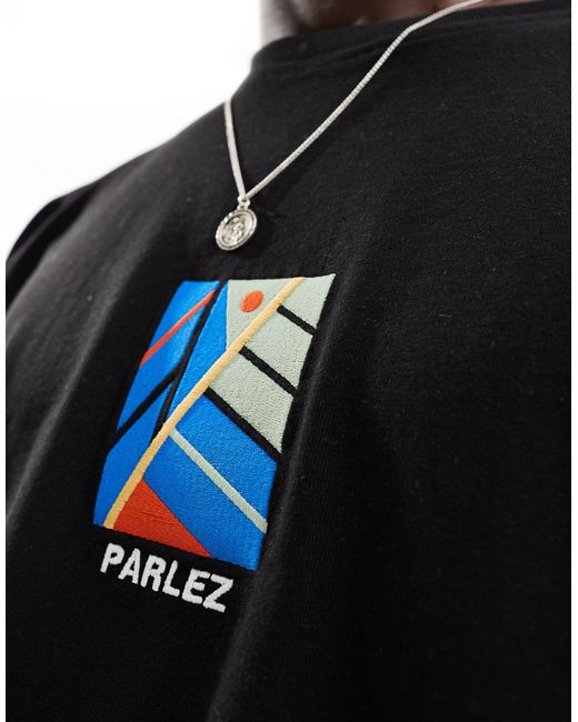 Parlez Black Graft Oversized Front Print T-shirt for men