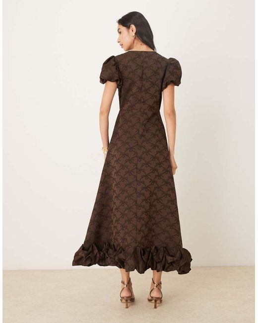 Sister Jane Natural Puff Sleeve Ruffle Hem Midaxi Dress