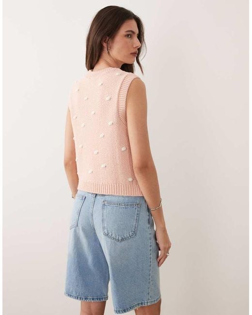 ASOS Blue Knitted Polka Dot Tank Top