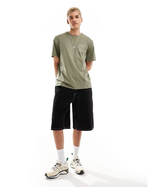 T-shirt oversize kaki con logo mimetico sul retro di Timberland in Gray da Uomo