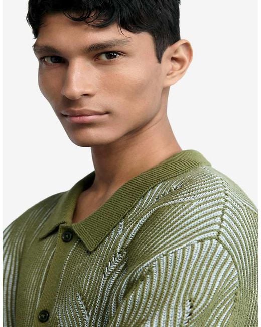 Desigual Green Polo Knit Sweater for men