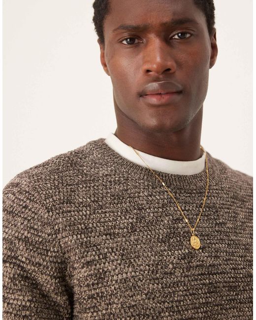 SELECTED Brown Textured Knitted Jumper for men