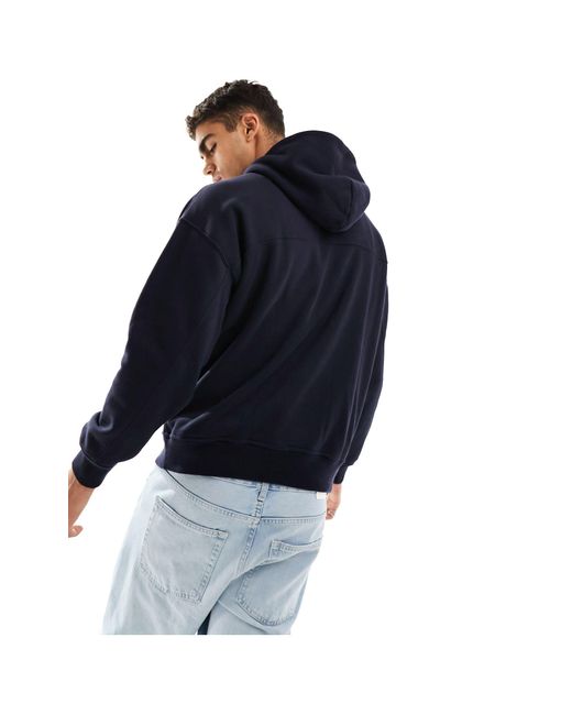 Abercrombie & Fitch Blue Varsity Logo Oversized Hoodie for men