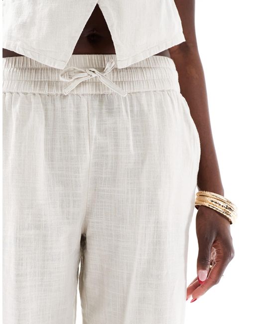Vero Moda White Tailored Drawstring Waist Wide Leg Trouser Co-ord