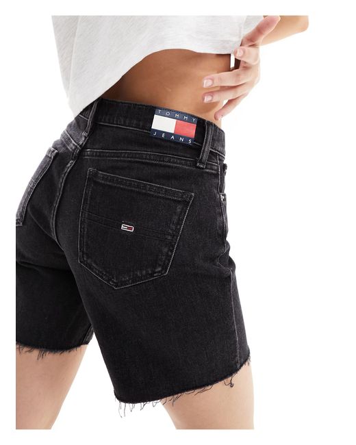 Maddie - short en jean à taille mi-haute - délavé Tommy Hilfiger en coloris Black
