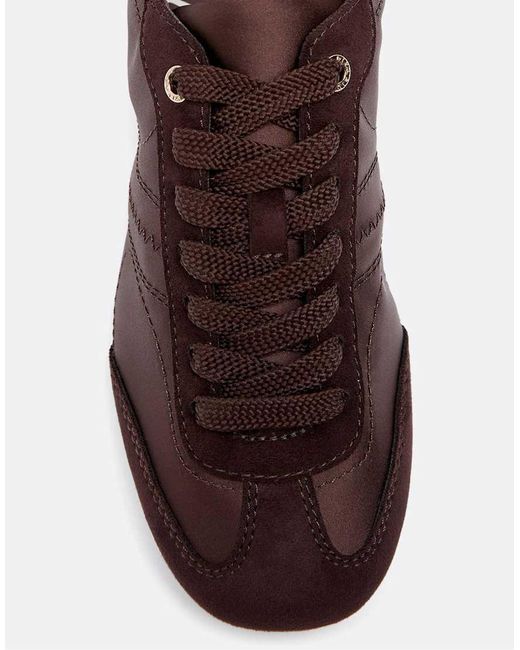 Stradivarius Brown Satin-effect Trainers With Thin Soles