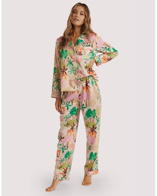 Playful Promises Multicolor Alja Horvat Abstract Print Long Sleeve Satin Pj Top