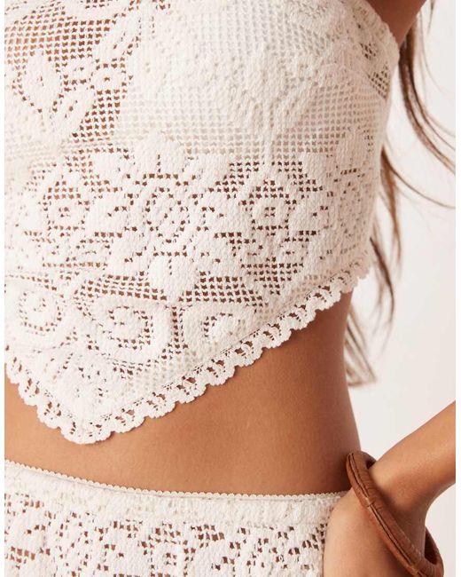 ASOS White Minette Beach Crochet Lace Top Co-Ord