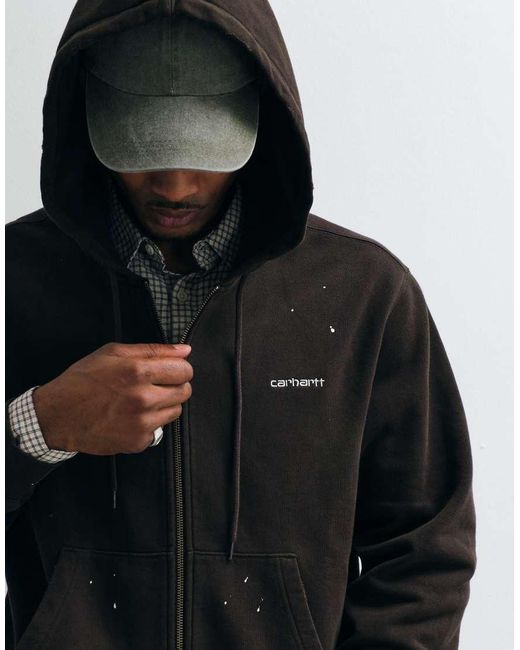 Carhartt Hoodie Met Rits En Verfspetter-Effect in het Black voor heren