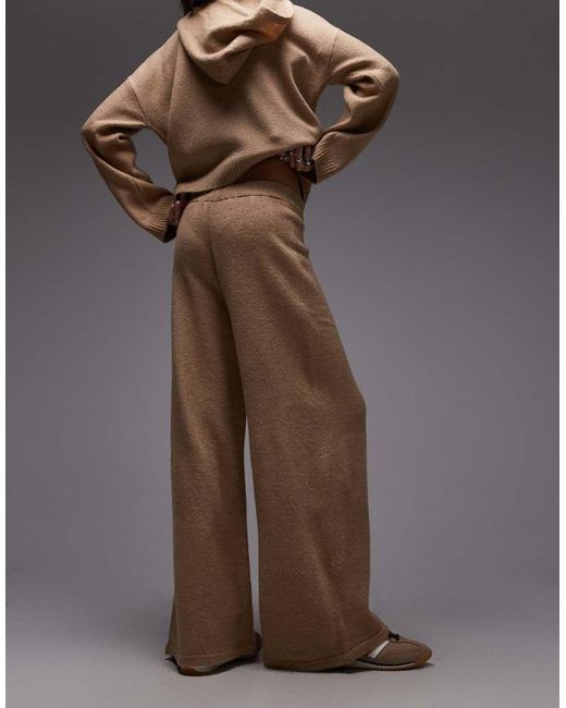 ASOS Pluizige Gebreide Broek Met Wijde Pijpen in het Brown