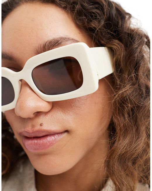 Monki Natural – rechteckige sonnenbrille mit breitem gestell